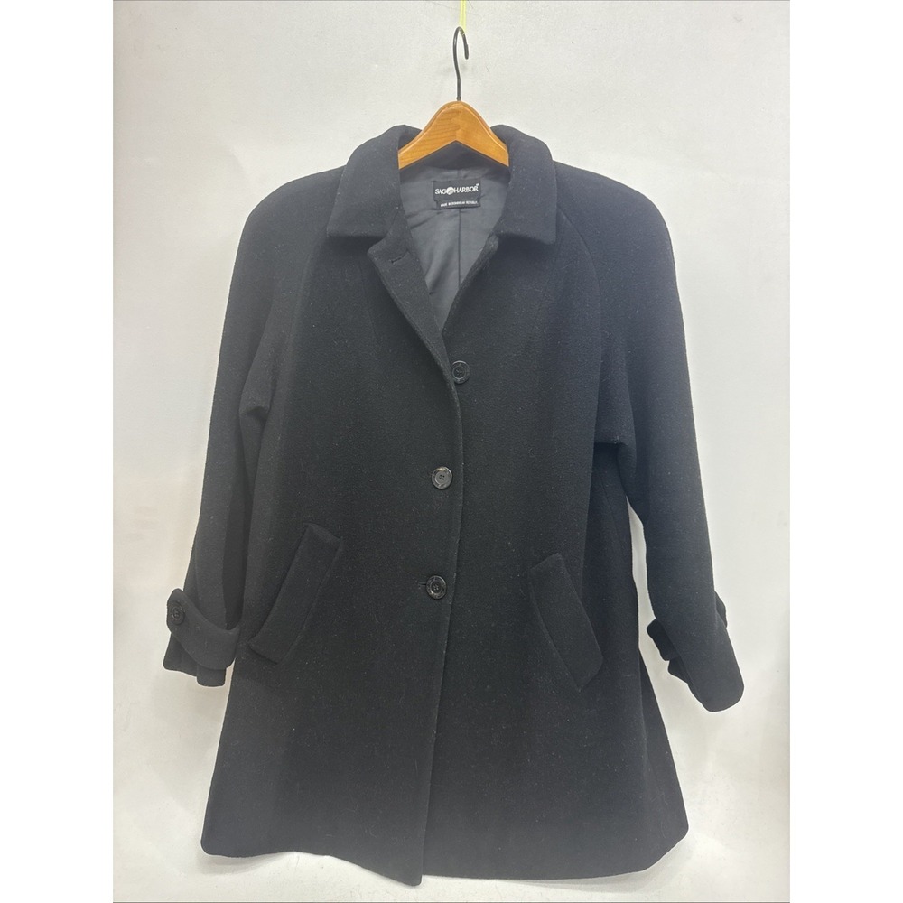 Sag Harbor Women's 100% Pure Wool Size 10 3 Button Black Jacket Pockets